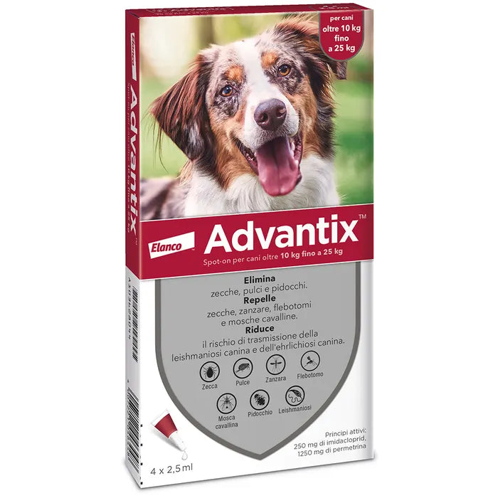 Advantix Spot-On Cani da 10 a 25 kg 4 Pipette Monodose