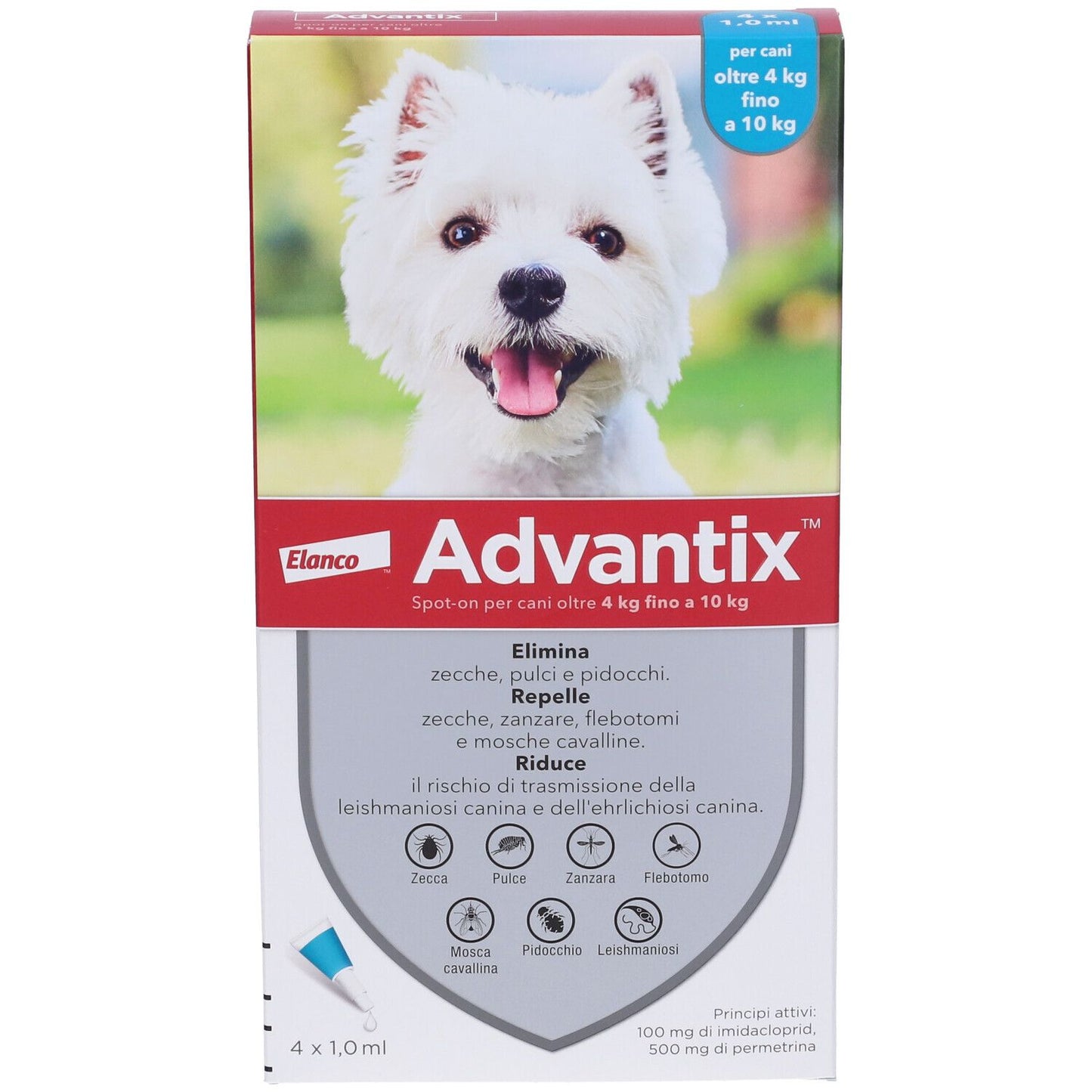 Advantix Spot-On Cani da 4 a 10 Kg 4 Pipette Monodose