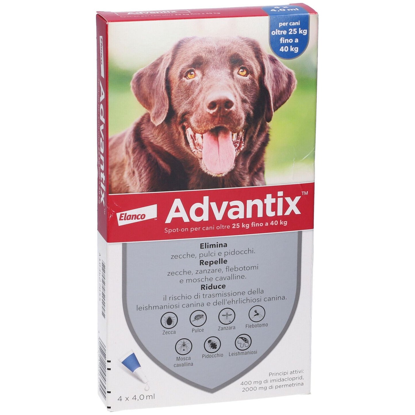 Advantix Spot-On Cani Oltre 25 Kg fino a 40 kg 4 Pipette Monodose
