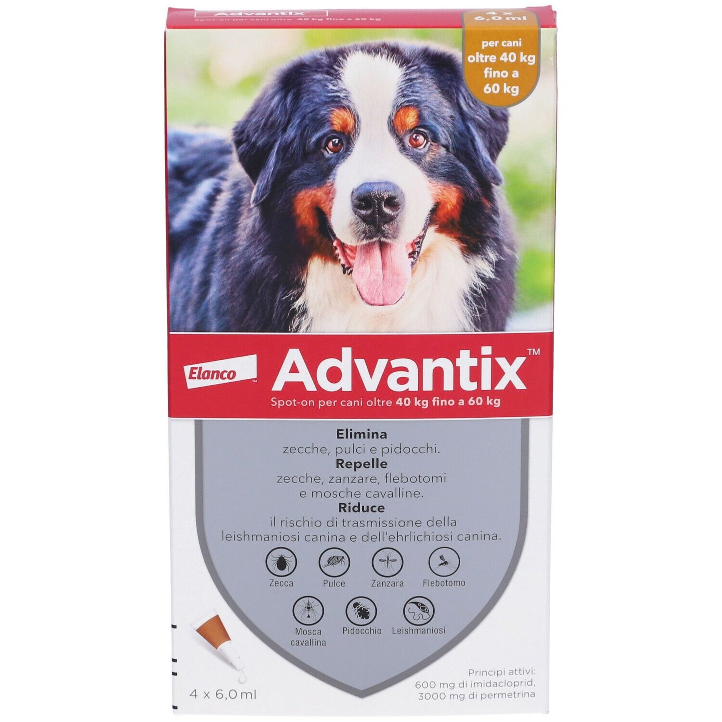 Advantix Spot-on per Cani Oltre i 40 Kg fino a 60 Kg 4 Pipette Monodose