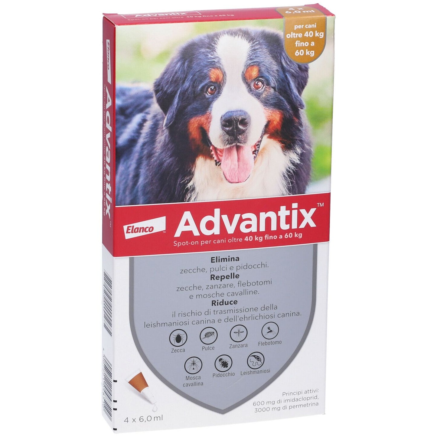 Advantix Spot-on per Cani Oltre i 40 Kg fino a 60 Kg 4 Pipette Monodose