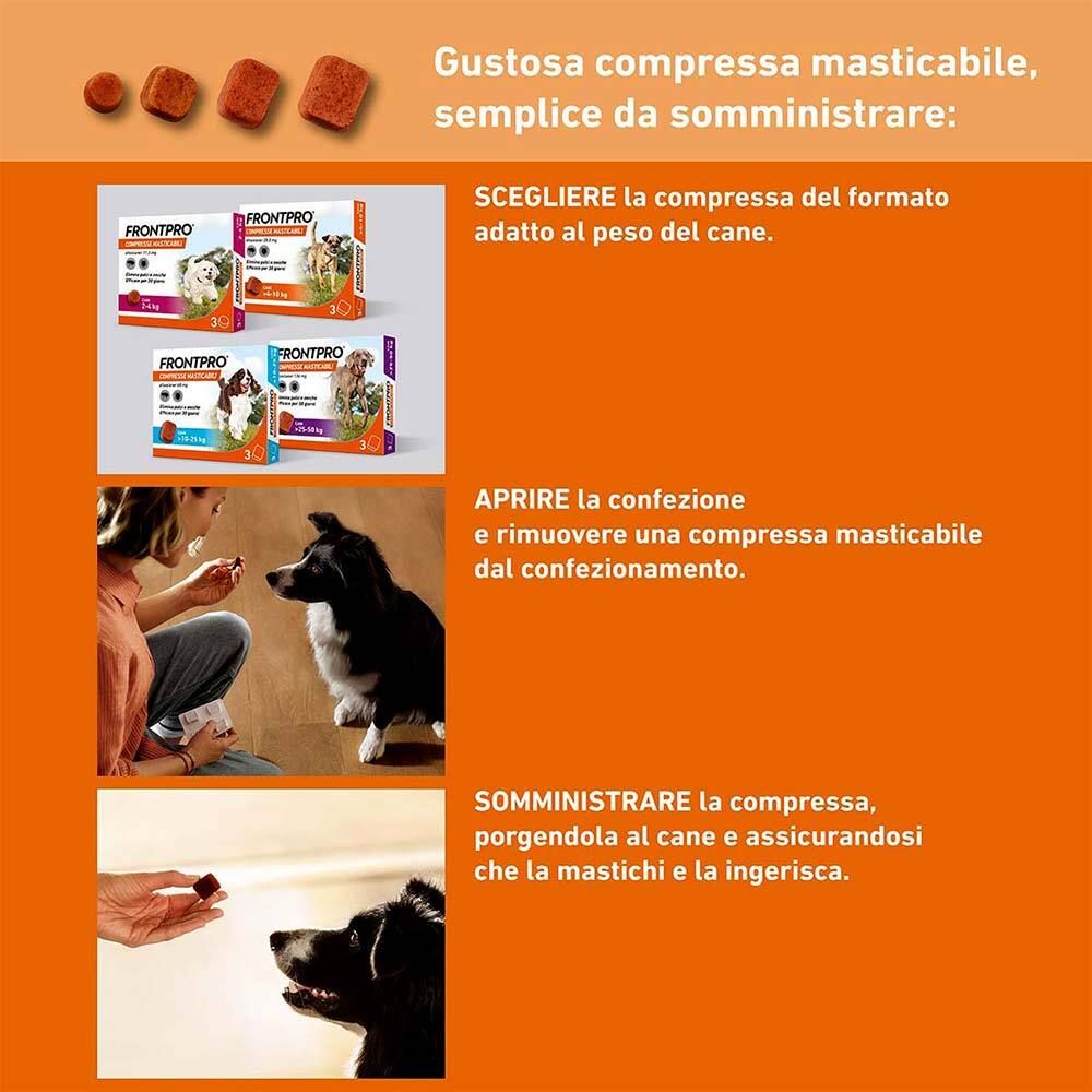 Frontpro Contro Pulci E Zecche Per Cani 10-25 Kg 3 Compresse Masticabili