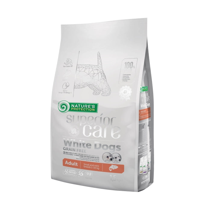 Crocchette per cane adulto con mantello bianco gusto salmone
