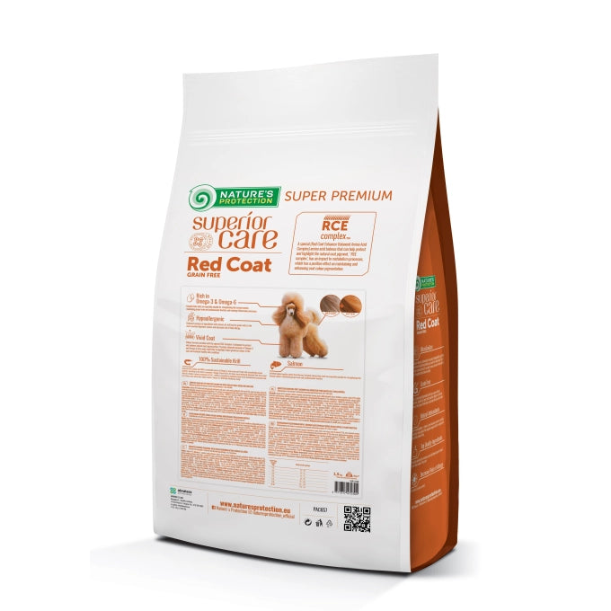 Crocchette per cane adulto con mantello rosso gusto salmone