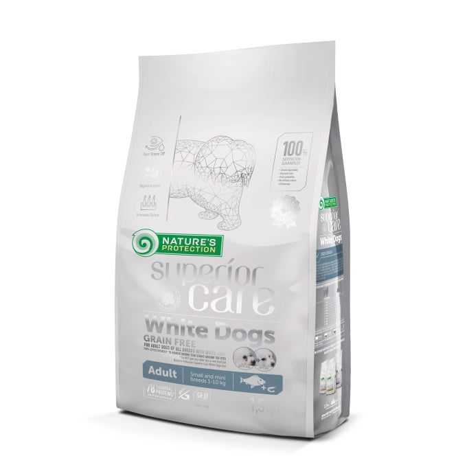 Crocchette per cane adulto con mantello bianco gusto pesce bianco